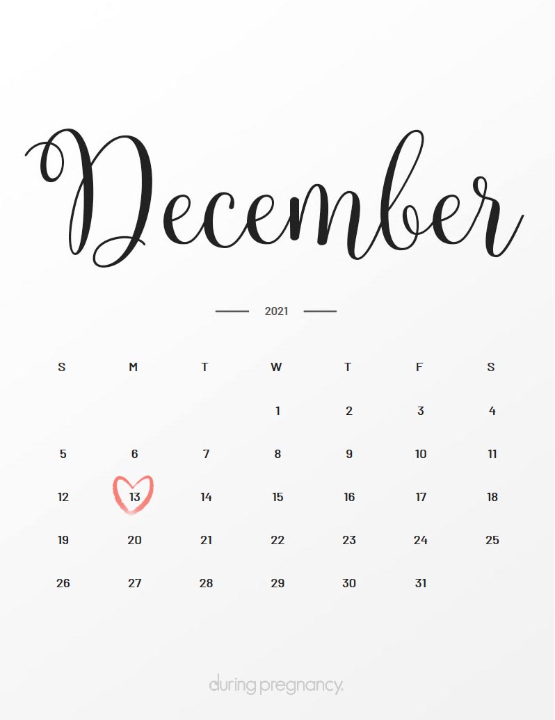 Due Date December 13 2021 During Pregnancy 3 13 2021 calendar