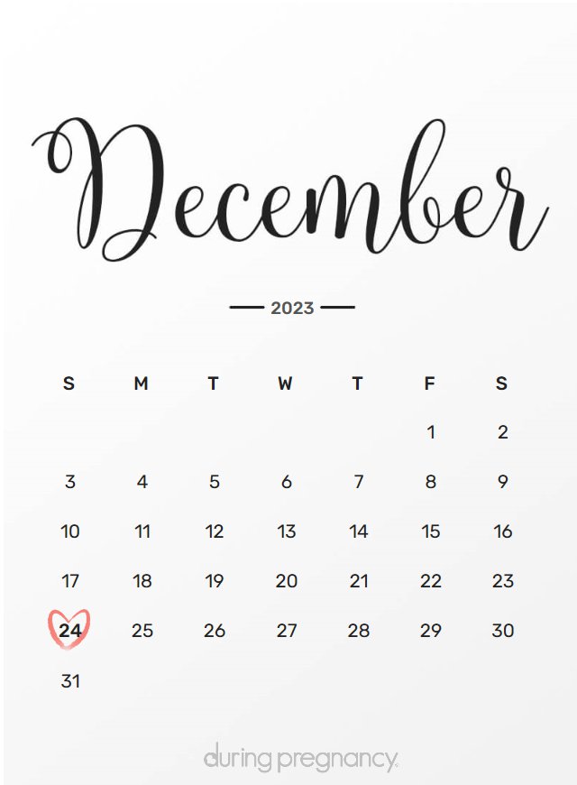 Due date calendar black chalkboard for December 24, 2023