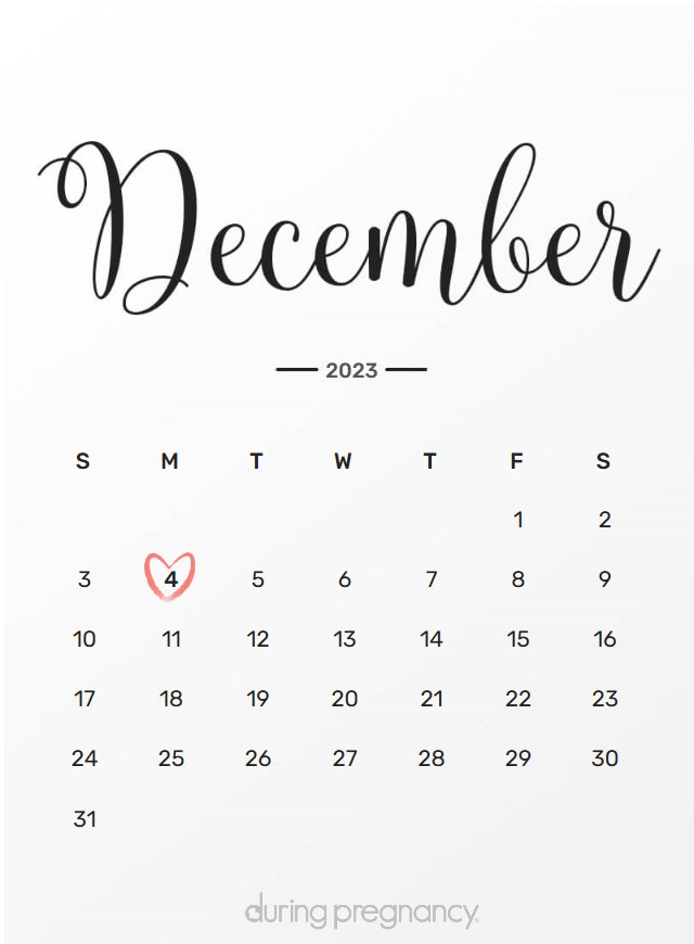 Due date calendar black chalkboard for December 4, 2023