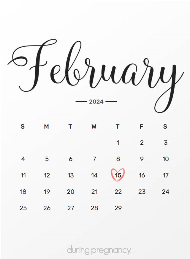Due date calendar black chalkboard for February 15, 2024
