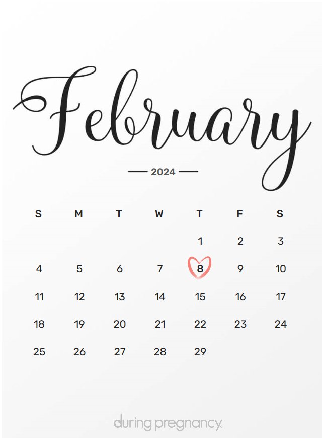 Due date calendar black chalkboard for February 8, 2024