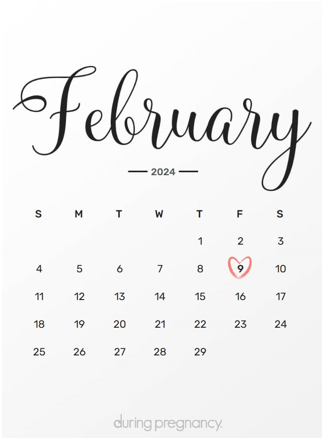 Due date calendar black chalkboard for February 9, 2024