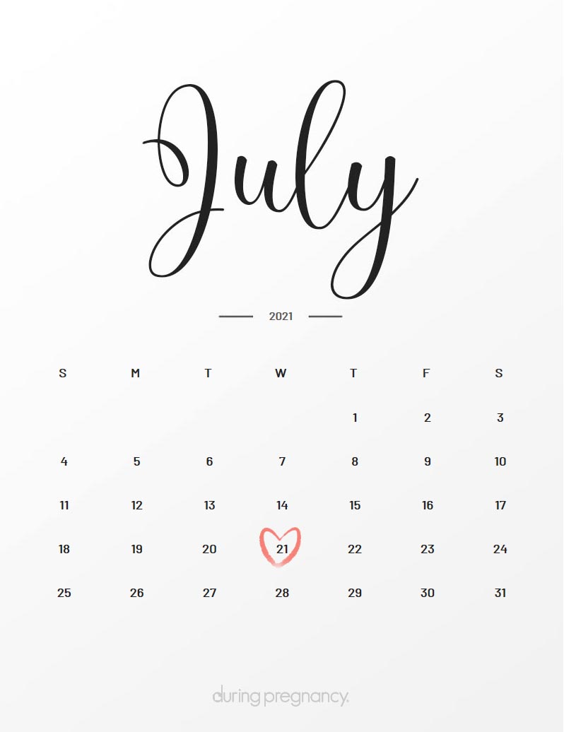 Due Date July 21 2021 During Pregnancy