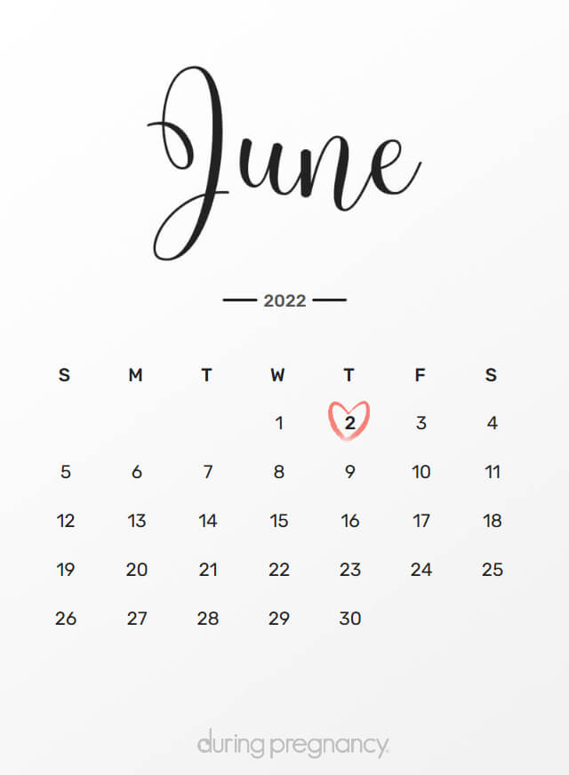 June 2 2022 Calendar Your Due Date: June 2, 2022 | During Pregnancy