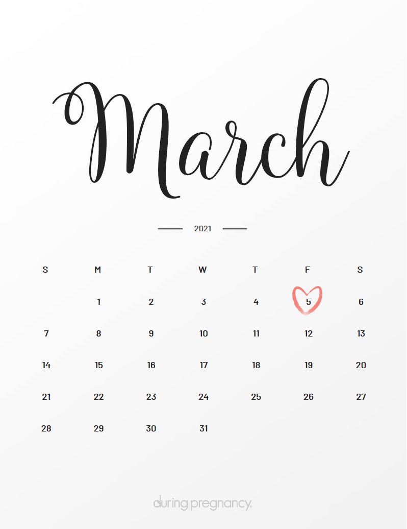 Due Date March 5 2021 During Pregnancy calendar march 5 2021