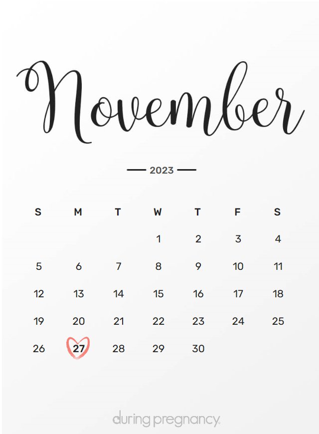Due date calendar black chalkboard for November 27, 2023