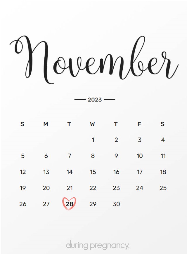 Due date calendar black chalkboard for November 28, 2023
