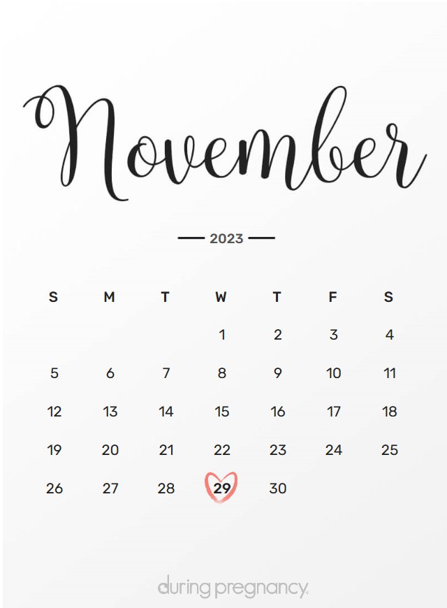 Due date calendar black chalkboard for November 29, 2023