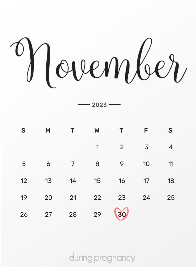 Due date calendar black chalkboard for November 30, 2023