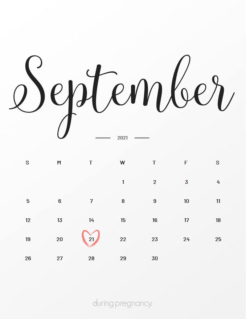 Due Date September 21 2021 During Pregnancy calendar september 21 2021