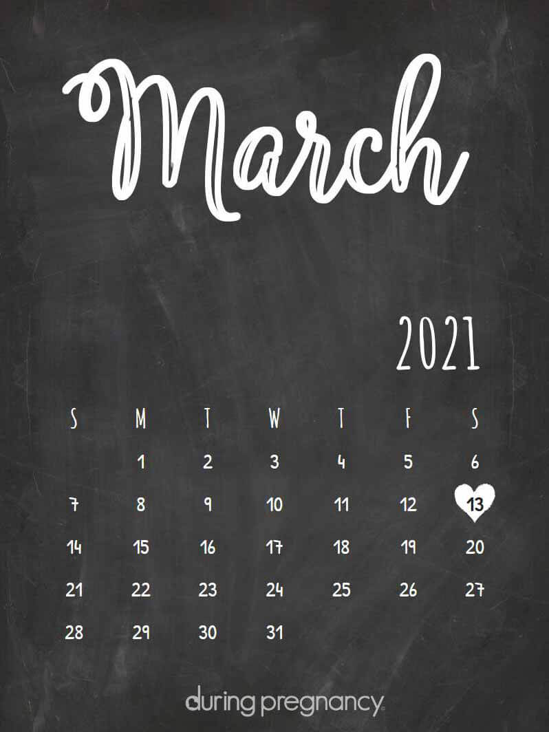 How Far Along Am I If My Due Date Is March 13 2021 3 13 2021 calendar