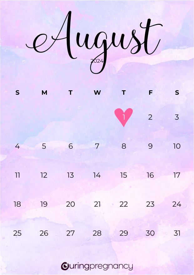 Due date calendarfor August 1, 2024