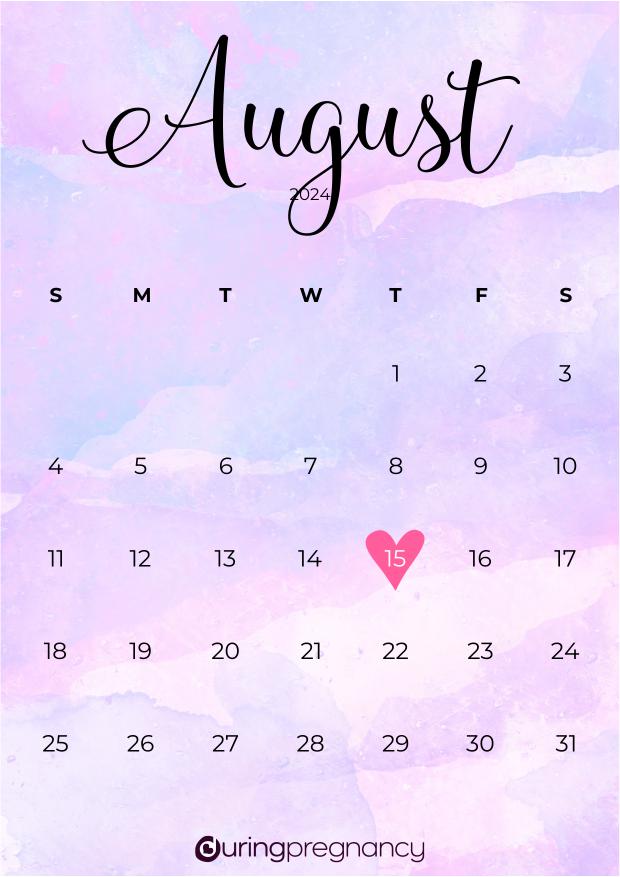 Due date calendarfor August 15, 2024