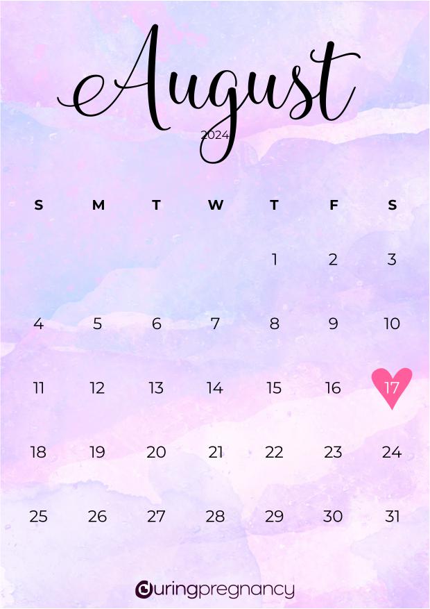 Due date calendarfor August 17, 2024