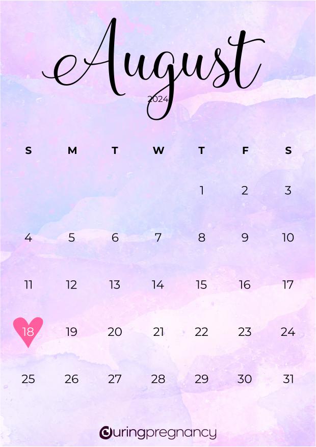 Due date calendarfor August 18, 2024