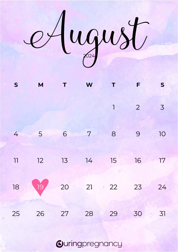 Due date calendarfor August 19, 2024