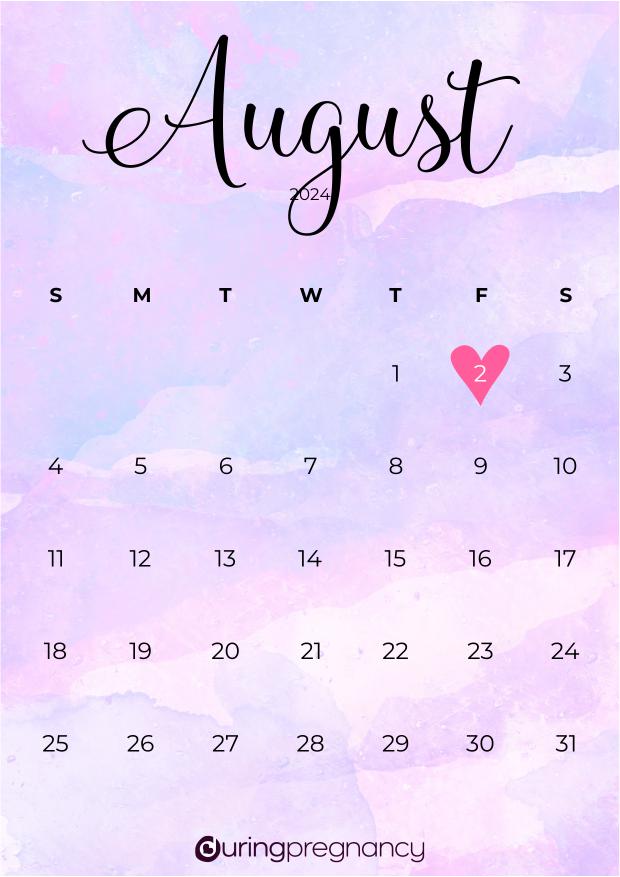 Due date calendarfor August 2, 2024