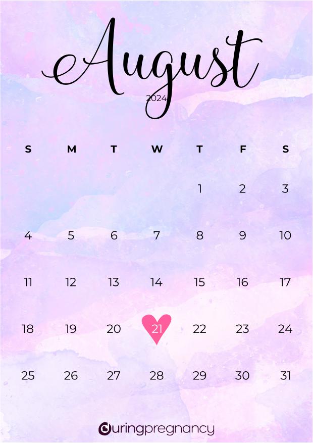 Due date calendarfor August 21, 2024