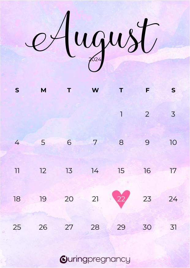 Due date calendarfor August 22, 2024