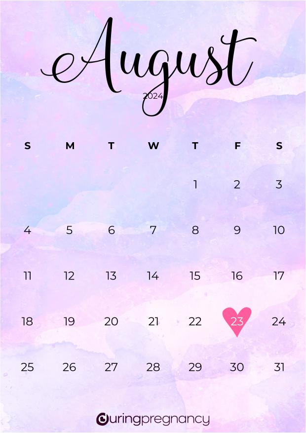 Due date calendarfor August 23, 2024