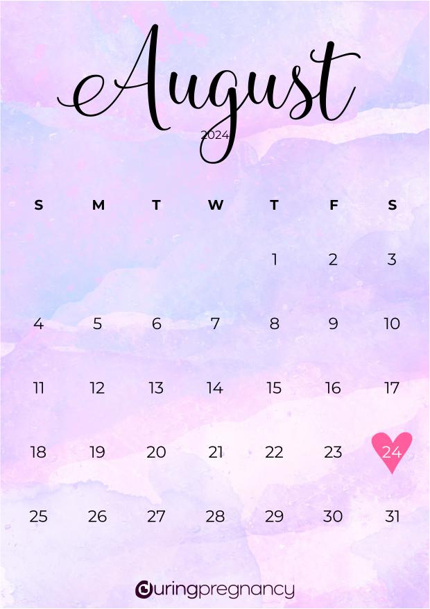 Due date calendarfor August 24, 2024