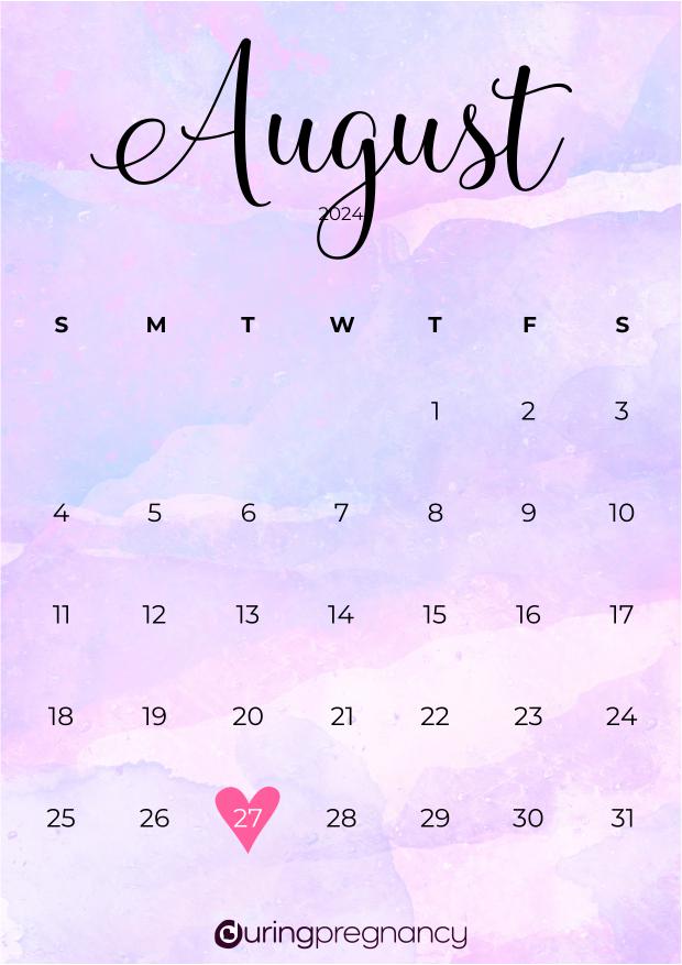 Due date calendarfor August 27, 2024