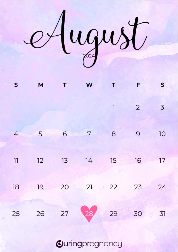 Due date calendarfor August 28, 2024