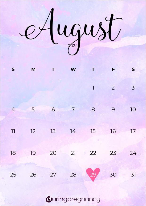 Due date calendarfor August 29, 2024