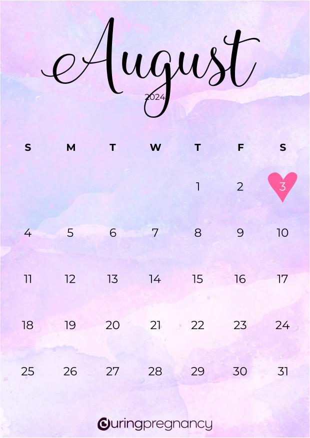 Due date calendarfor August 3, 2024