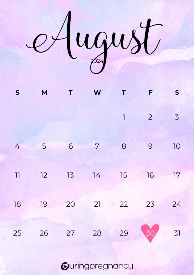 Due date calendarfor August 30, 2024