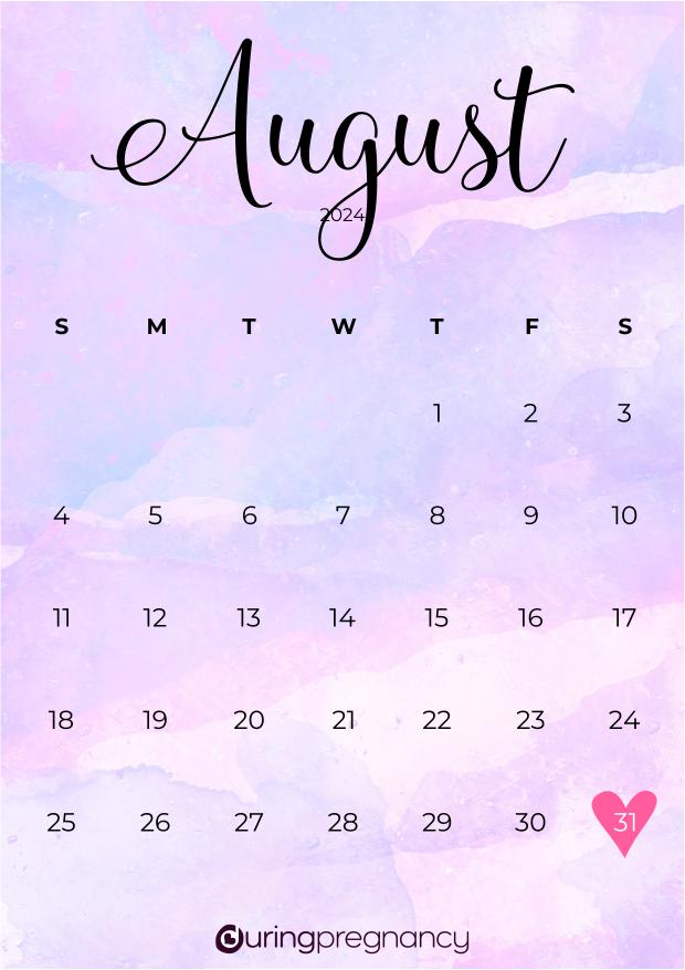 Due date calendarfor August 31, 2024