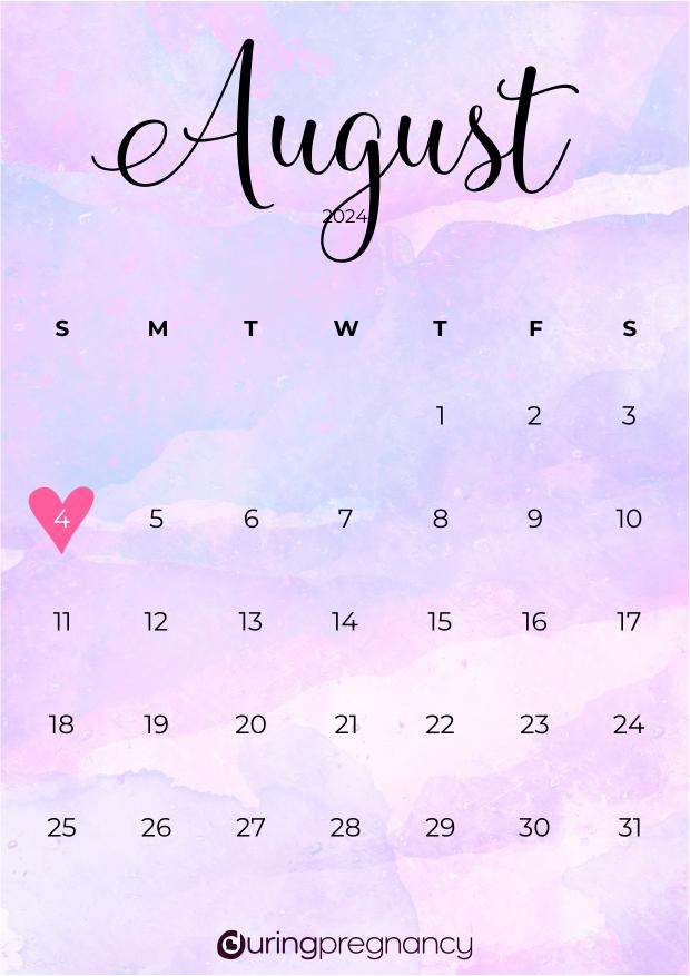 Due date calendarfor August 4, 2024