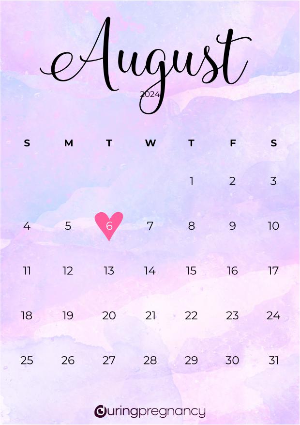 Due date calendarfor August 6, 2024