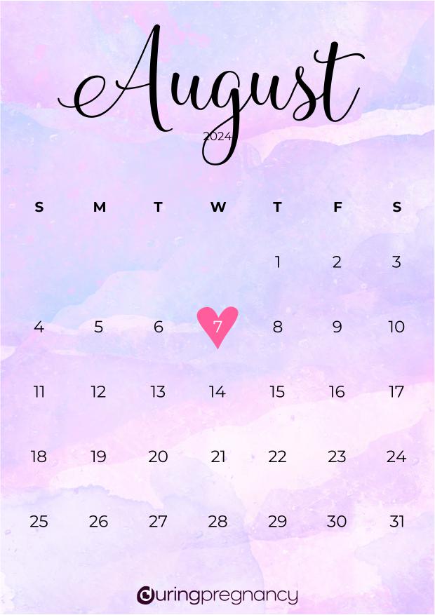 Due date calendarfor August 7, 2024