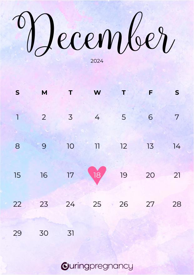 Due date calendarfor December 18, 2024