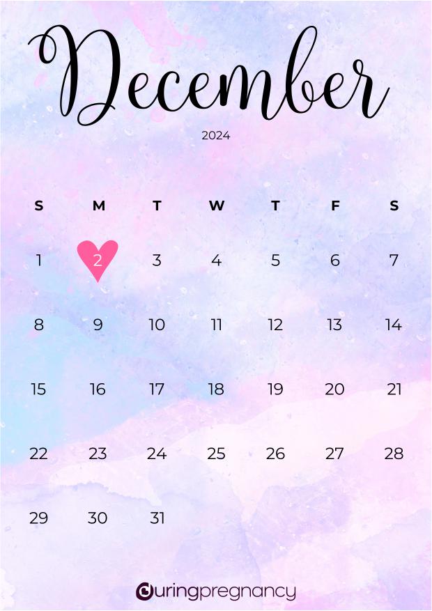 Due date calendarfor December 2, 2024