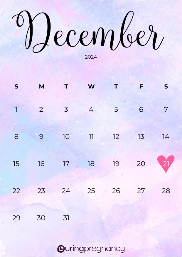 Due date calendarfor December 21, 2024