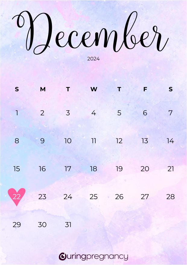 Due date calendarfor December 22, 2024