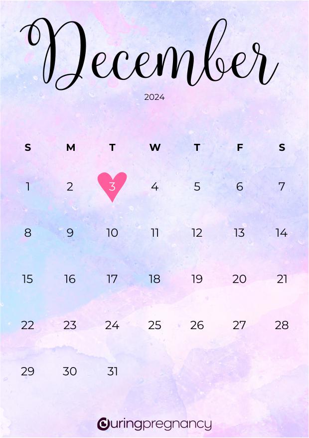 Due date calendarfor December 3, 2024