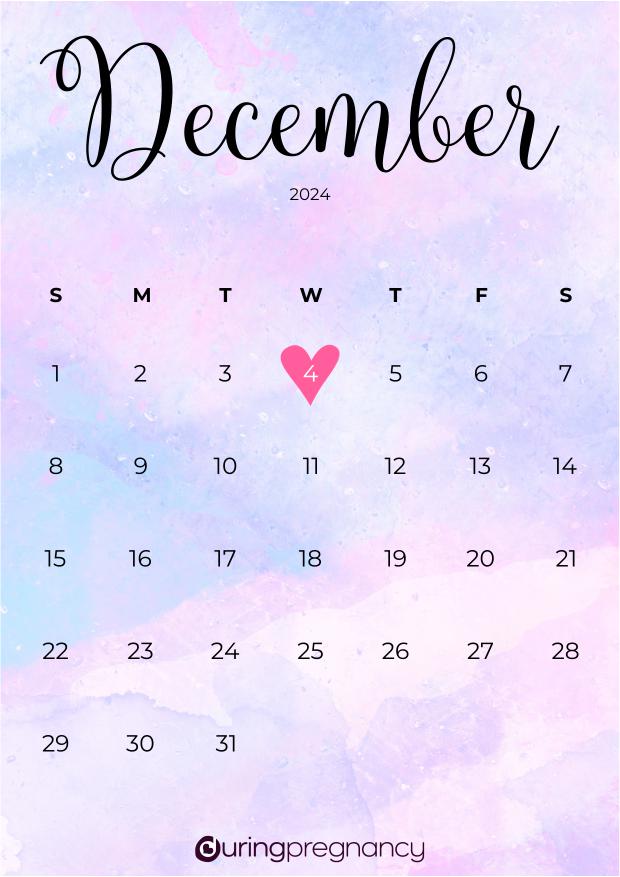 Due date calendarfor December 4, 2024