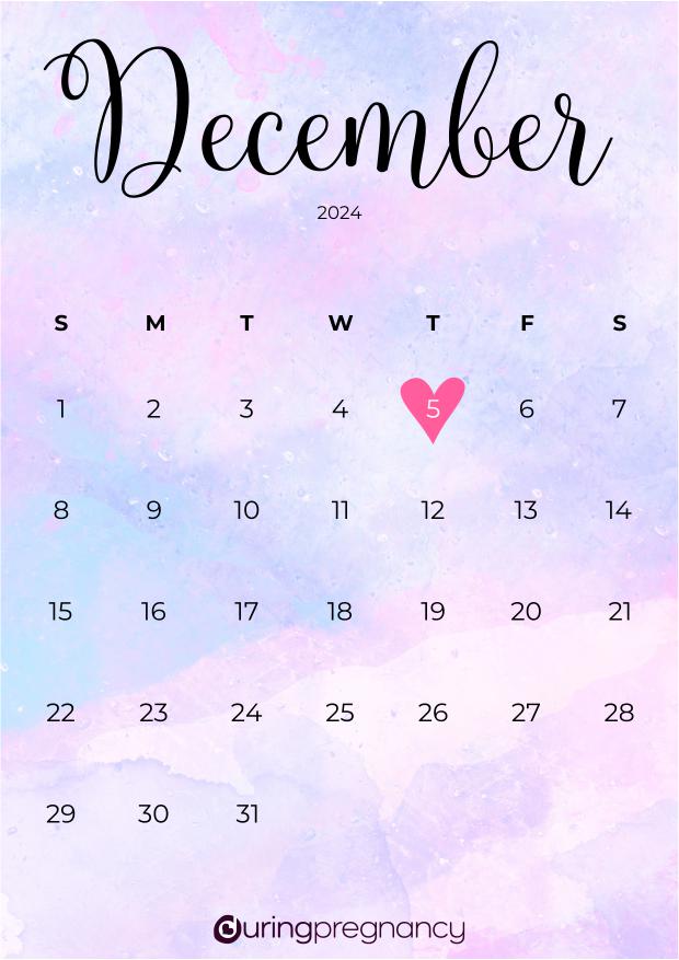 Due date calendarfor December 5, 2024