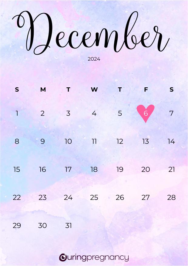 Due date calendarfor December 6, 2024