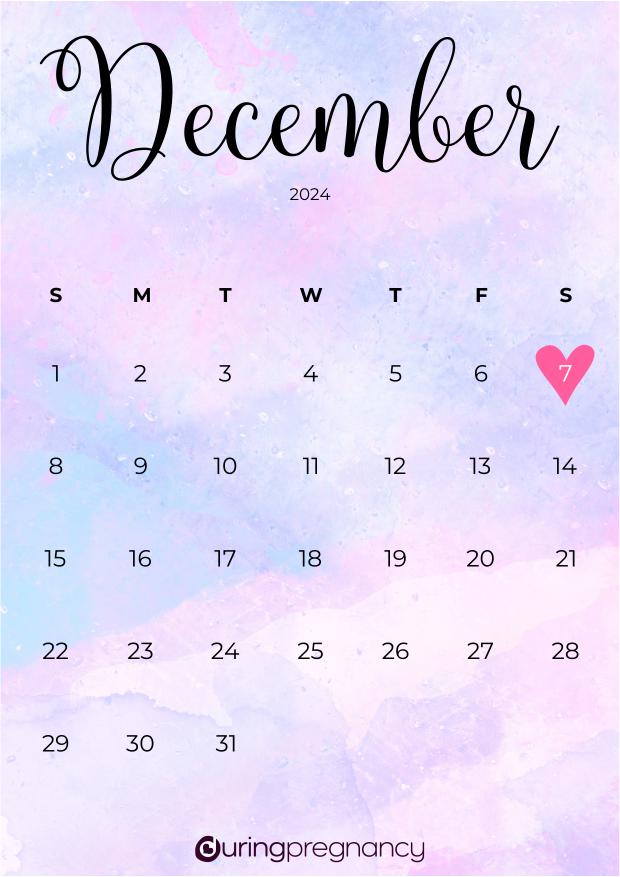 Due date calendarfor December 7, 2024