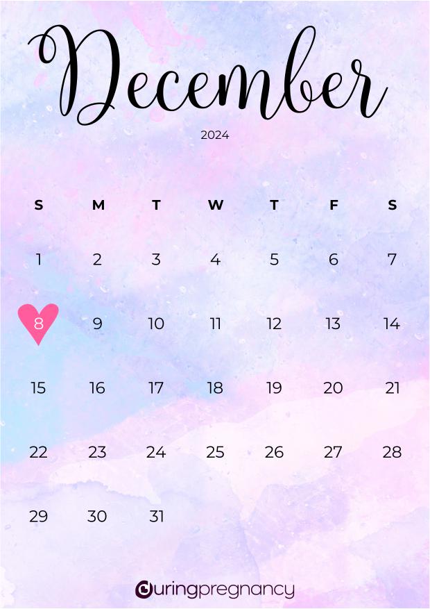 Due date calendarfor December 8, 2024
