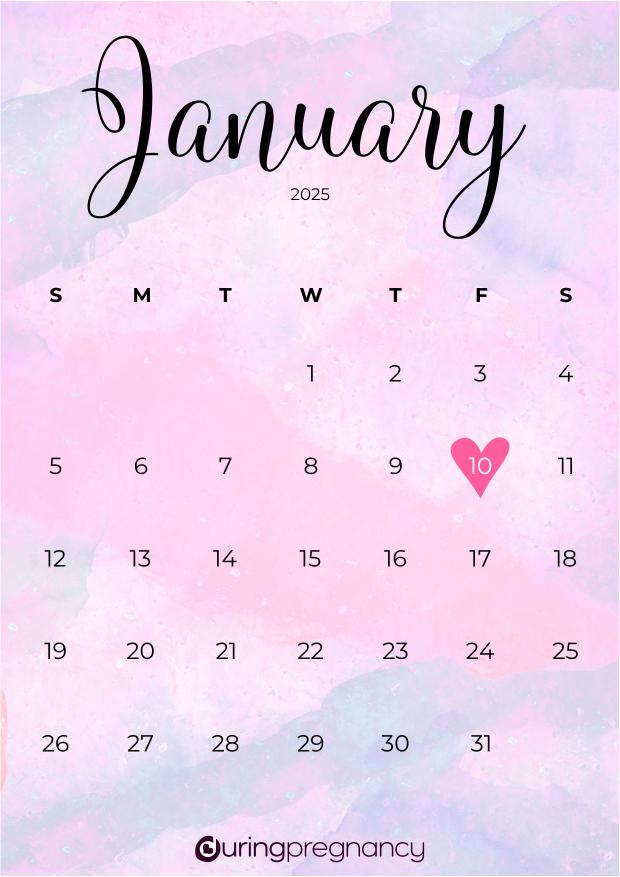 Due date calendarfor January 10, 2025