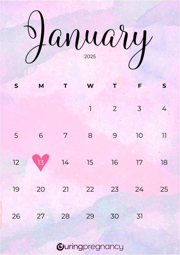 Due date calendarfor January 13, 2025