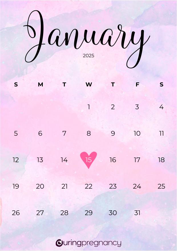 Due date calendarfor January 15, 2025