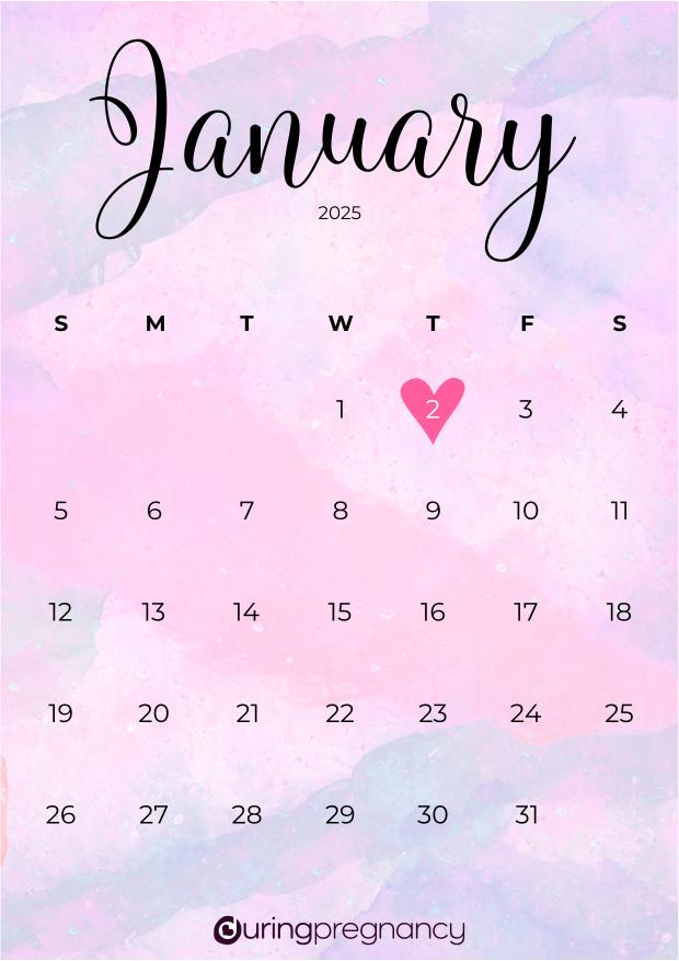 Due date calendarfor January 2, 2025