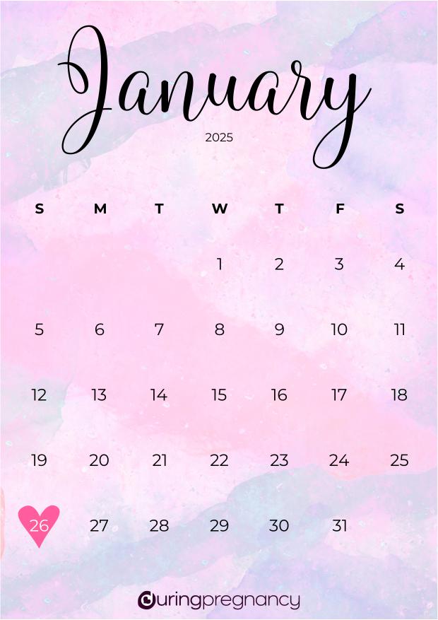 Due date calendarfor January 26, 2025