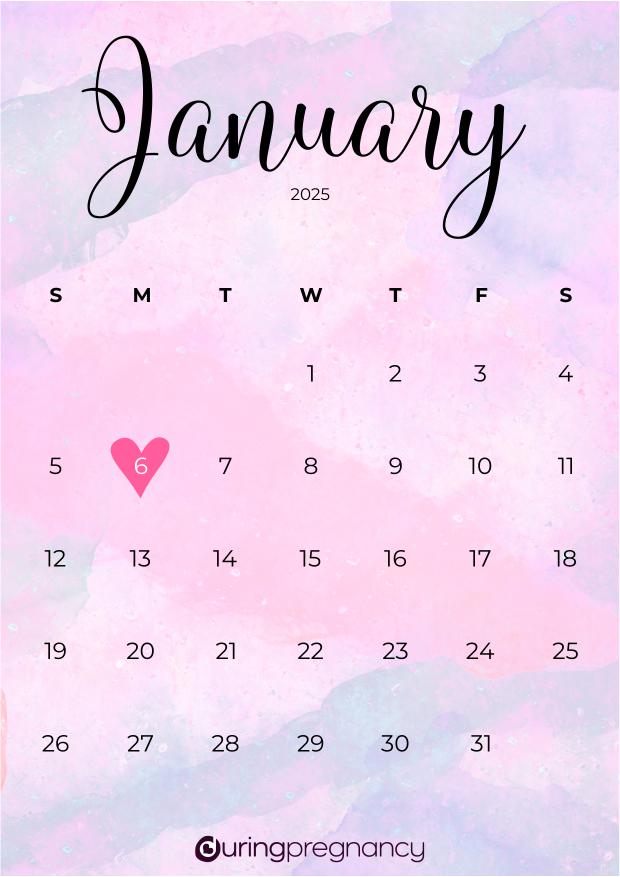 Due date calendarfor January 6, 2025